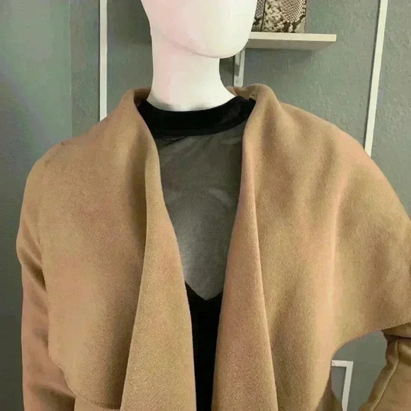 Boohoo Shawl Collar Belted Wrap Coat Size Small - Picture 2 of 13